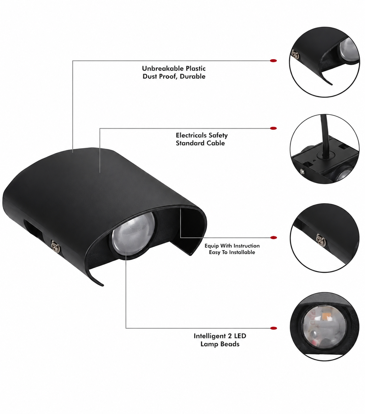 Glintac 2W Wall Light With Bulb (RGB)