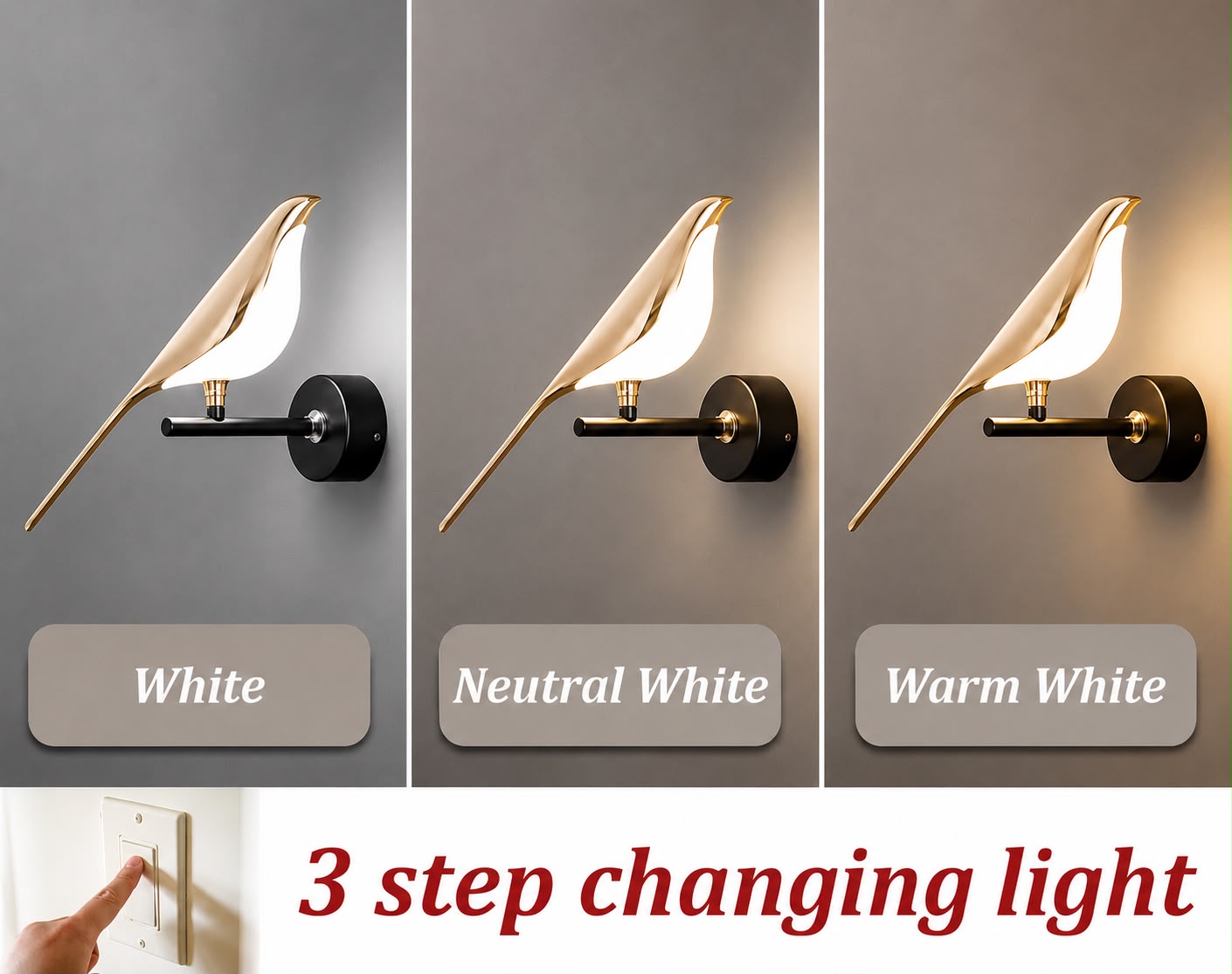 Glintac Bird Wallchiere Wall Light With Bulb
