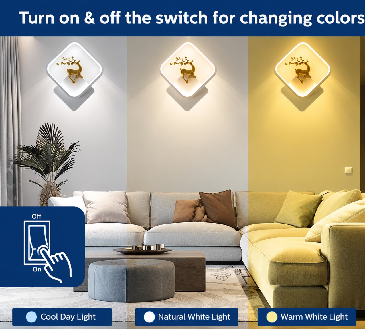 Glintac Deer Wall Light With Bulb (White)