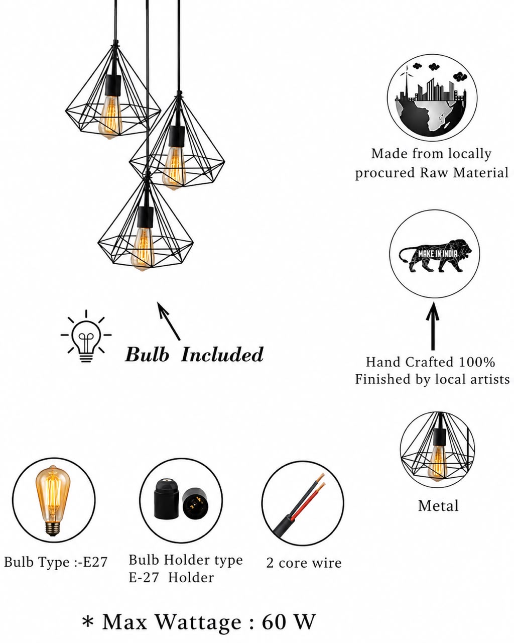 Glintac Diamond Cluster Pendant Light Decorative Chandelier