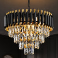 LUMINA Gold Black Tube Stainless Steel Crystal Pendant Chandelier Ceiling Lights - 3 Colour Changing (500mm)